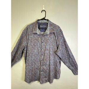 Robert Graham Men 3XL Floral Print Shirt Stretch Cotton Button Front Long Sleeve